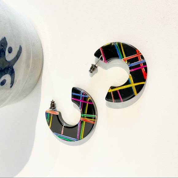 VINTAGE Acrylic 80s Retro Earrings